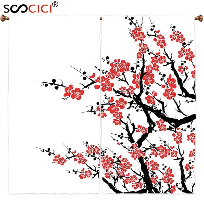 Window Curtains Treatments 2 Panels Asian Decor Collection Plum Window Curtains Treatments 2 Panels