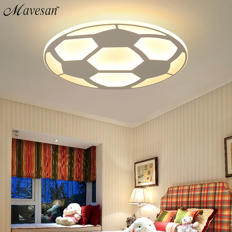 

New Designer LED Kids Ceiling Lamp with football for bedroom remote control Ultrathin ceiling llight home Decorative Lampshade