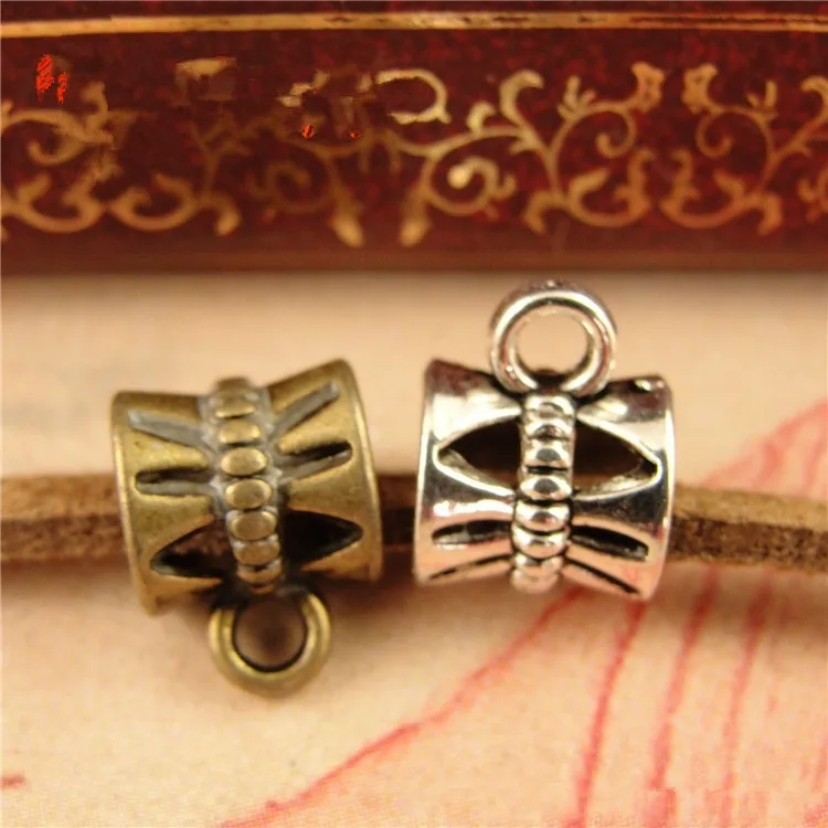 

50pcs Vintage 5mm Big Hole Antique Silver Bail Beads Round Large Connector Spacer for DIY European Bracelet Necklace Jewelry