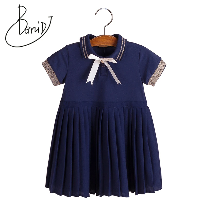 

Girls Dress 2018 New Autumn Brand Girls Clothes Short sleeve Children Clothing England Style Cotton Straight Dresses