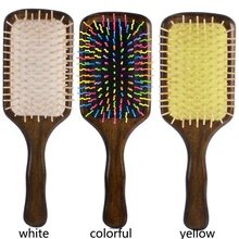 Wood hair brush Combs Paddle Brush Wooden Hair Care Spa Massage Antistatic Comb J18
