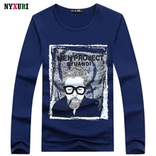 Men’s Tops Tees 2016 Autumn new Printed o-neck long sleeve t shirt men fashion trends fitness tshirt free shipping NY66 size 4XL
