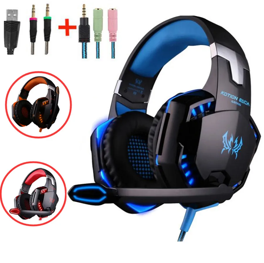 Cuffia Gaming G9000 Con Microfono E Luci LED – Stereo 40mm, Cavo 2,1m, Compatibile Con PS4, Xbox One, Nintendo Switch, PC E Mobile – Colore Blu