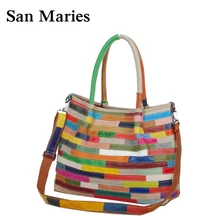 Женская сумка Повседневное сумка Bolsa feminina полоса Сумки из кожи большая сумка Для женщин Лоскутная Сумки