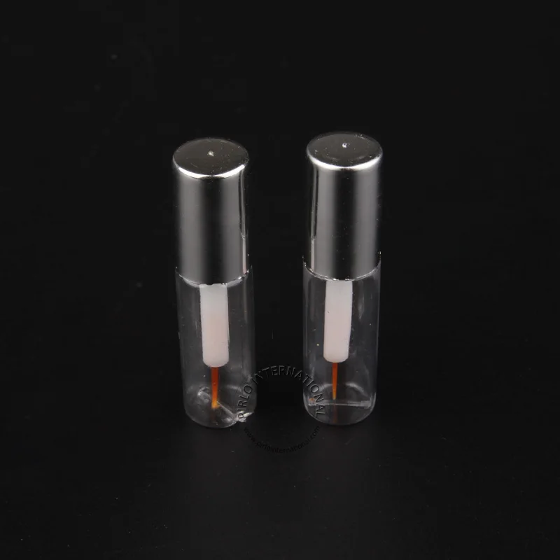 

1ml 1g Empty Plastic Cosmetic Bottle With Mini Brush False Eyelashes Glue Containers Sample Jar With Bright Silver Cap