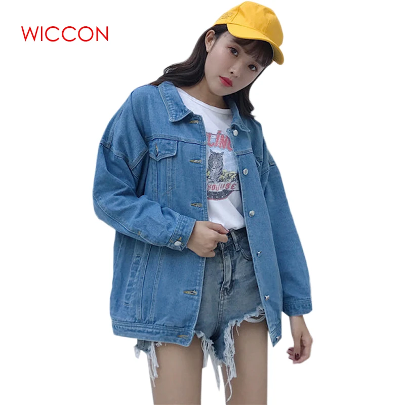 Denim Jeans Jacket for Women Loose Ripped Vintage Bomber Jackets Basic Coats Clothes Woman Spring Autumn Clothes Streetwear Tops