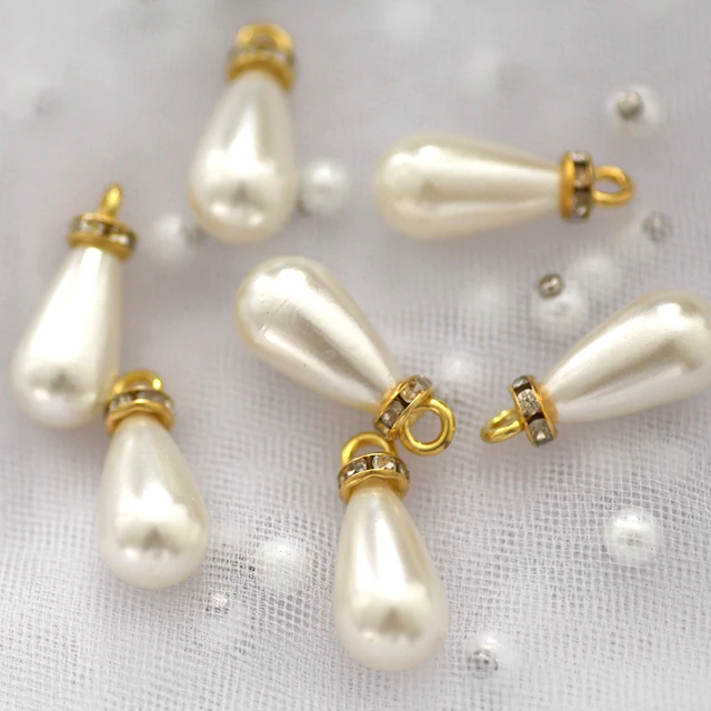 Waterdrop Shape Pearl Rhinestone with Hanging Ring Sew-On Rhinestone: Add Elegance to Your DIY Creations