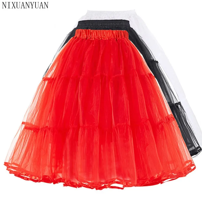 

New Fashion Tulle Crinoline Vintage Petticoat Wedding Dress Underskirt Rockabilly Tutu Fluffy Adult Short Organza Petticoats