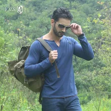 Весенне-осенняя мужская спортивная походная альпинистская тонкая хлопковая футболка с длинным рукавом и v-образным вырезом Мужская однотонная толстовка с v-образным воротником