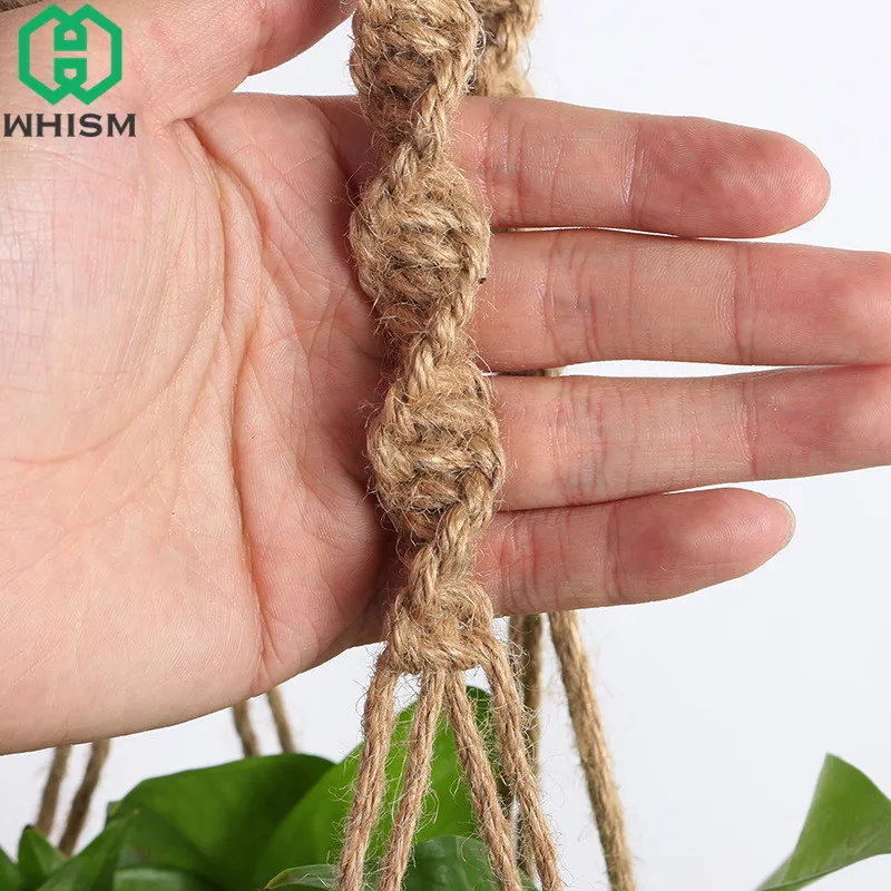 WHISM Hanging Basket Rope Macrame Plant Hanger Planter Holder Vintage Knot Flower Basket Display Garden Flower Pot Lifting Ropes