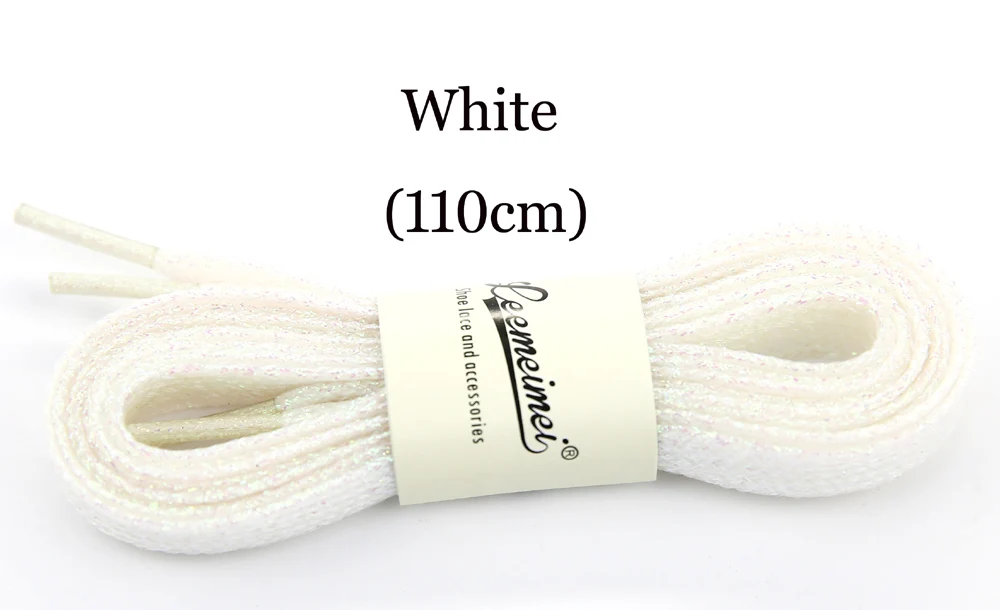 1 пара 110 см светящиеся шнурки плоские цветные шнурки обуви в темноте спортивная обувь вечерние шнурки для кемпинга - Цвет: white