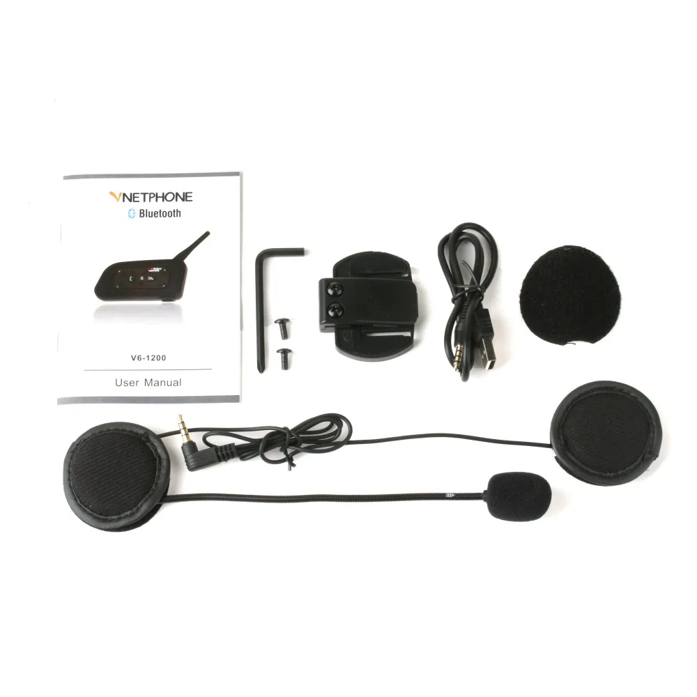 Bluetooth Интерком Vnetphone V6 для мотоциклетного шлема 1200 м 3 шт.|Наушники шлемов| |