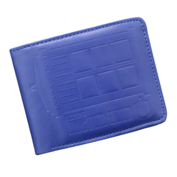 BBC TV Doctor Who Wallet The telephone booth Logo Blue thin PU Cool men wallets small purse with id holde for boys girls