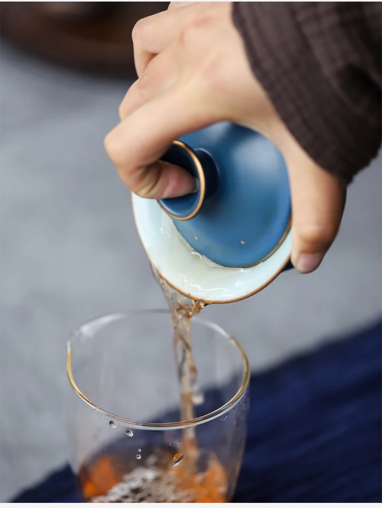 TANGPIN синий керамический чайник gaiwan с 3 чашками gaiwan чайные наборы портативный чайный набор для Путешествия Посуда для напитков