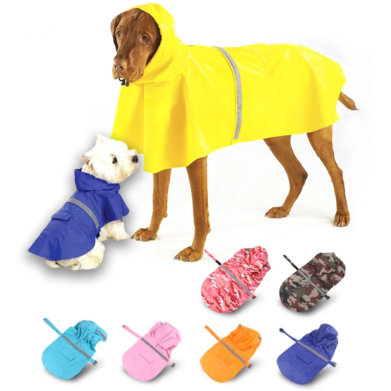 HEYPET Pet Big Dog Raincoat Waterproof Reflective Clothes for Small Large Dogs Jumpsuit Hooded Overalls Labrador Golden Retrieve