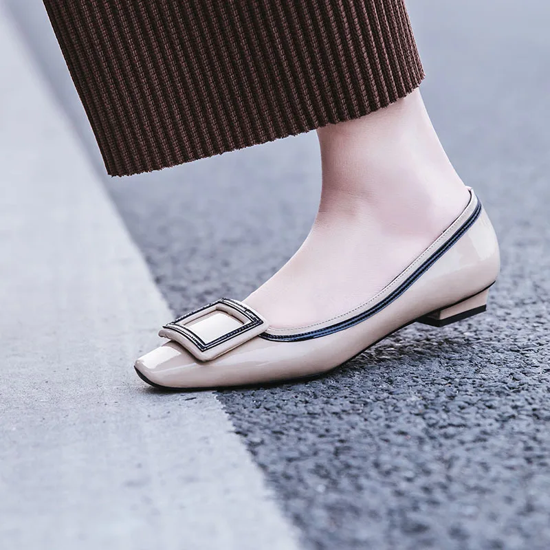 Moda caqui Otoño Coreana Simple Nueva Retro De Casuales Zapatos Versión 2018 Charol Negro Planos qEwUnx