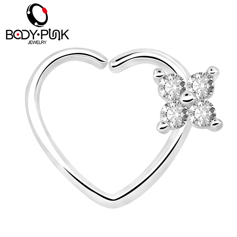 16G CZ Left Closure Daith Cartilage Tragus Earrings Septum Clicker Hinged Segment Nose Hoop Rings Septum Nose Tragus Piercing  (19)