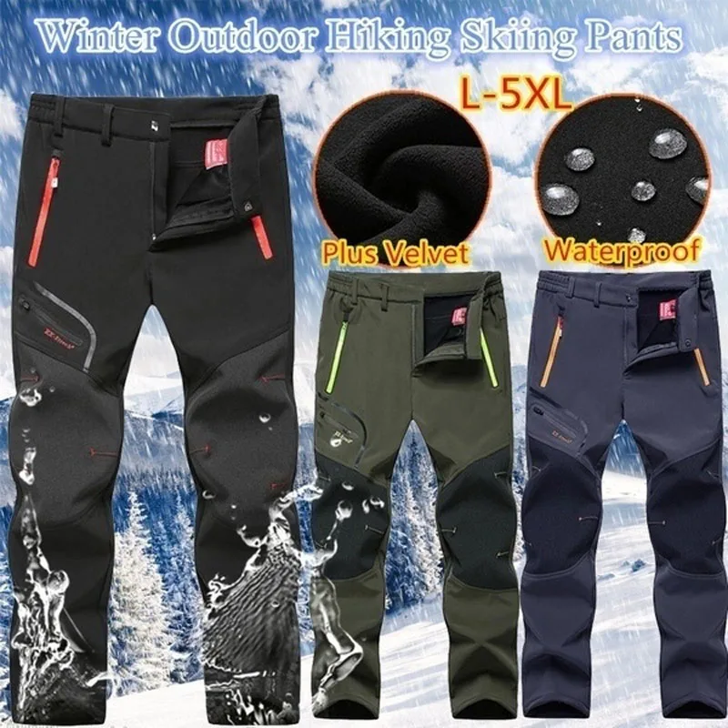 

DAFENP Men Plus size Winter Softshell Fleece Outdoor Pants Trekking Fish Camp Climb Hiking Ski Warm Trousers pantalones hombre
