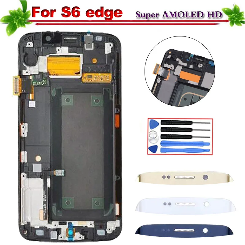 

100% Tested Super Amoled HD for Samsung Galaxy S6 Edge G925 G925F G925I LCD Display Touch Screen Digitizer Assembly With Frame