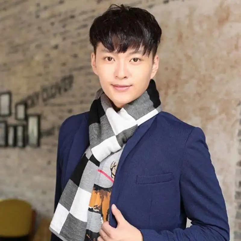 Fashion font b Tartan b font Scarf Men Spring Casual Cashmere Scarf Winter Scarf Luxury Brand