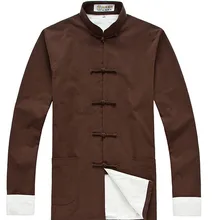 Мужская куртка Кунг-фу, чистый хлопок, костюм Тан, куртки с длинными рукавами, китайский костюм, грубая ткань, пальто