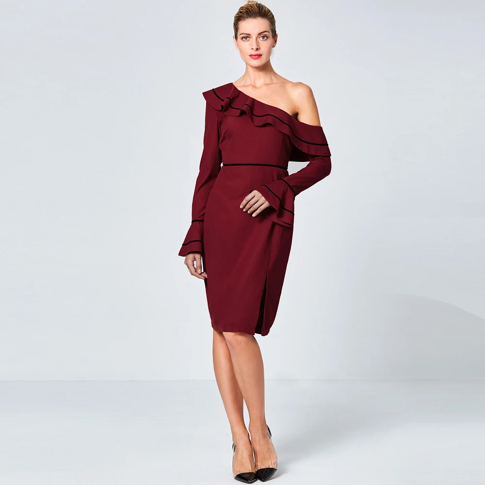 off shoulder pencil gown