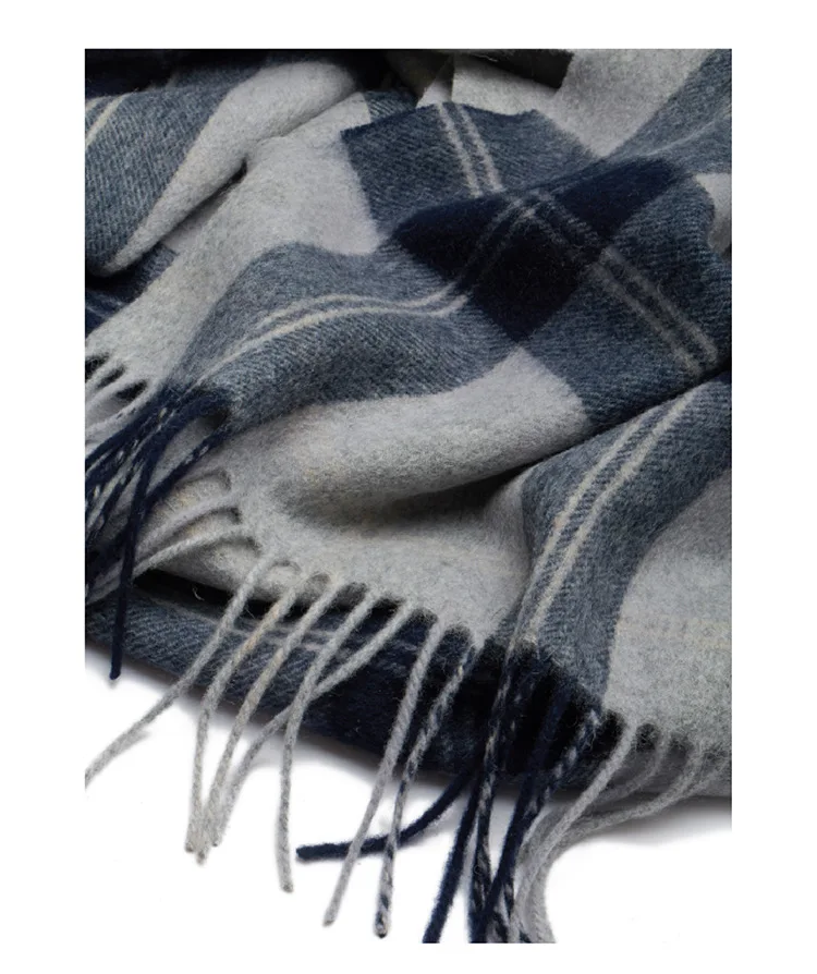 DANKEYISI базовый Мужской шарф, мужской офисный зимний теплый шарф из чистой шерсти, длинный шарф в клетку, шерстяная бандана