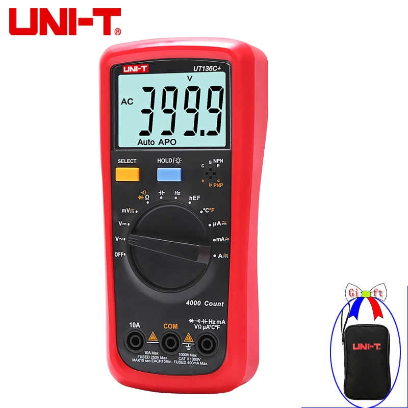 

NEW Arrival UNI-T UT136C+ Digital Multimeter Auto Power Off Meter AC/DC Voltage Current Ohm Diode Cap Hz of Test Diode Meter