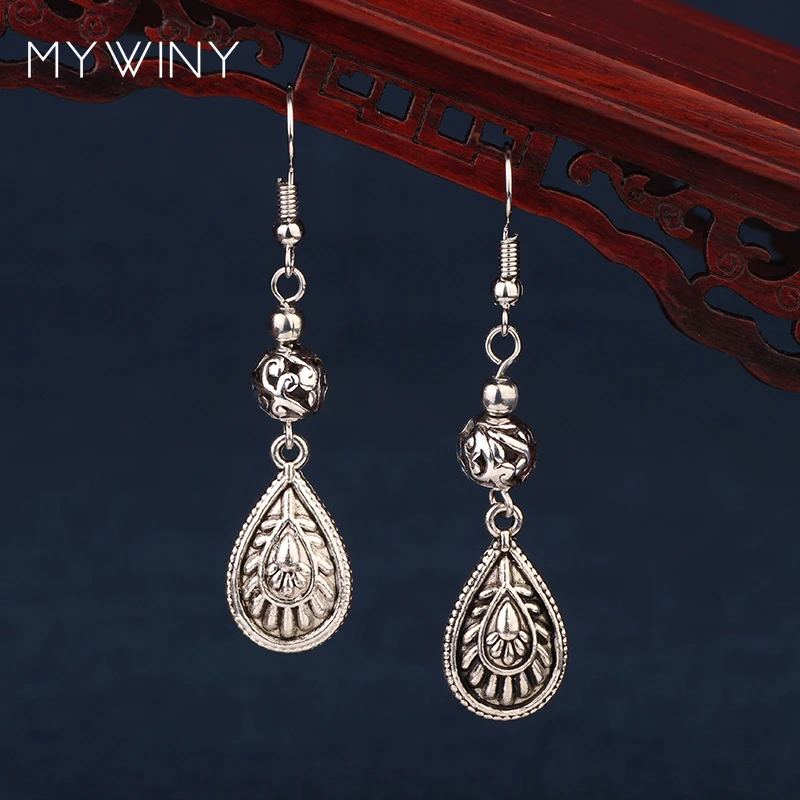 

MYWINY Metal dangle ethnic earrings ,vintage fashion Tibetan Silver earrings jewelry