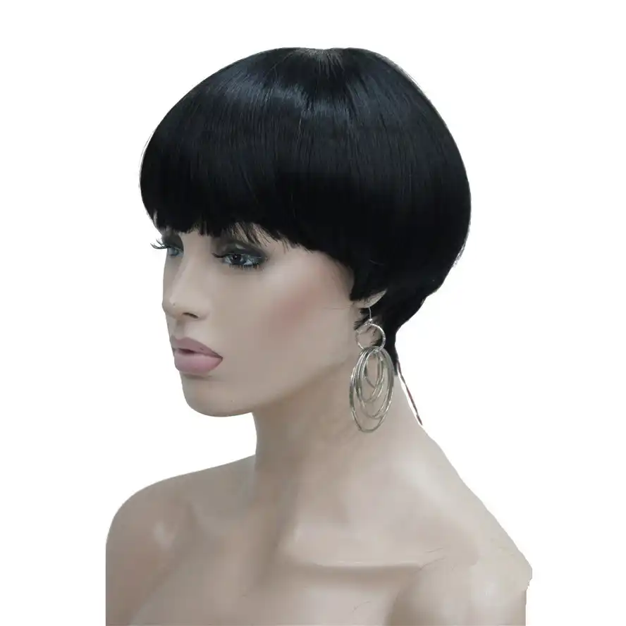 Strongbeauty Women S Short Straight Bob Hair Black Purple Mushroom