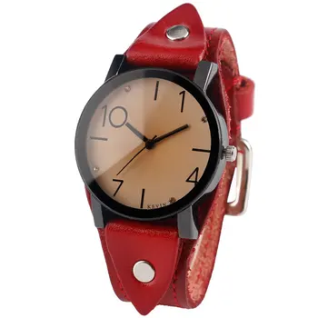 

KEVIN Mens Leather Strap Trendy Sport Special Design Wristwatch Simple Quartz Women Watches 4 Color Free Shipping