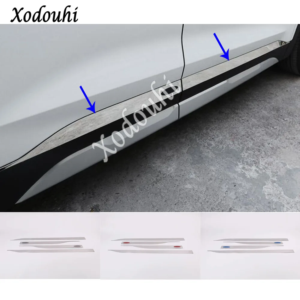 

car sticker styling stainless steel door body trim stick strip molding stream panel 4pcs For Hyundai Santa Fe SantaFe 2019 2020