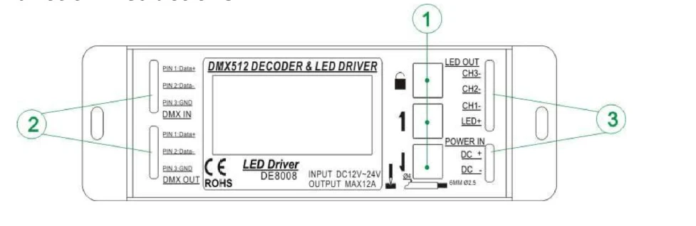 DMX512 декодер с Светодиодный драйвер 3CH 12A цифровой дисплей RGB контроллер PWM сигнала светодиодные полосы контроллер