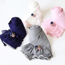 Вязаные кружевные леггинсы для девочек; сезон осень-весна; обтягивающие брюки принцессы с оборками; осенняя одежда; леггинсы для девочек; брюки; Новинка