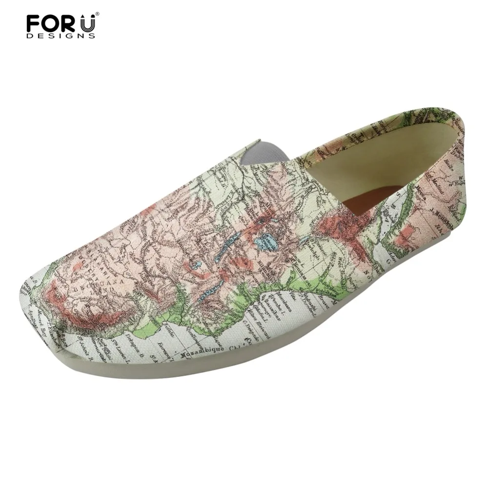 

FORUDESIGNS World Map Retro Women Casual Flats Shoes Canvas Summer Lightweight Comfortable Lazy Shoes for Female Zapatos Mujer