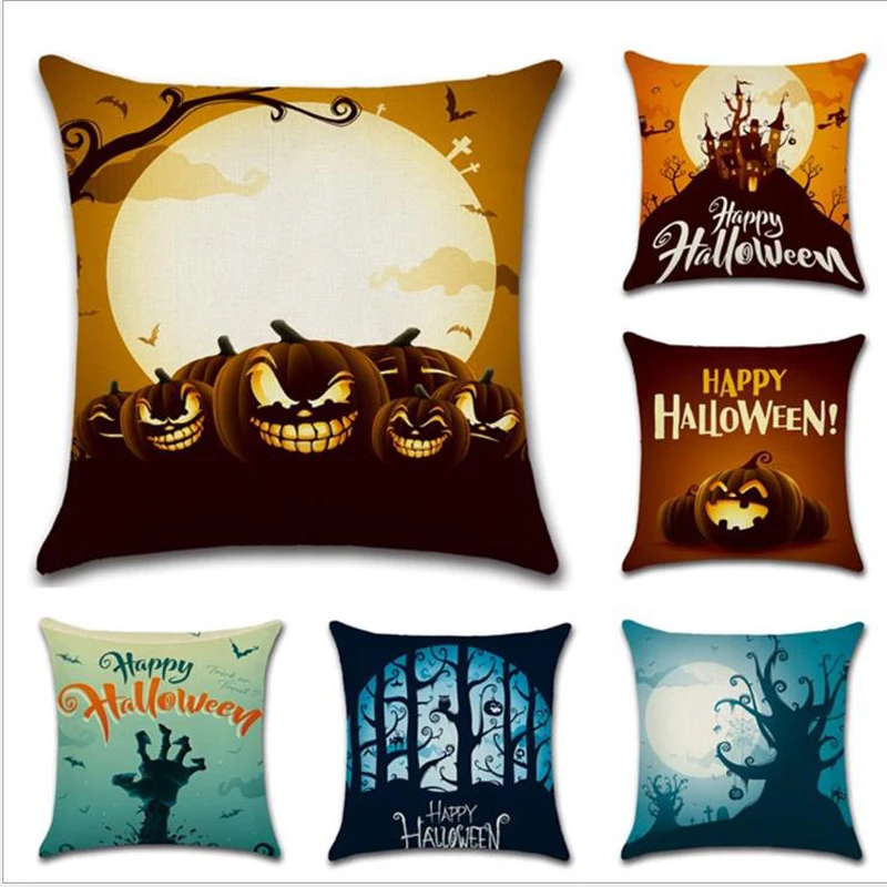 

2018 XIAOKENAI Cushion Cover Halloween Series Covers For Leaning Pumpkin Theme Cartoon