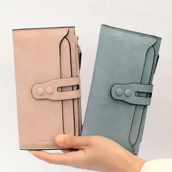 

Women's long wallet multi-card position card wallet PU leather matte large capacity card package