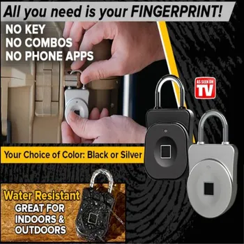 

New Arrival Smart Padlock Thumb Lock Great Top Security Waterproof Multifuctional Intelligent Fingerprint Padlock