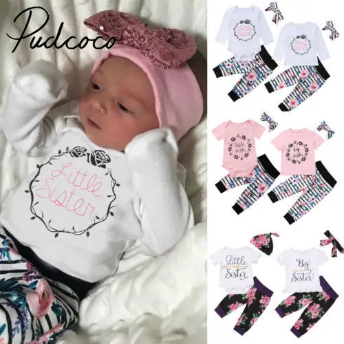 

Sister Matching Kid Baby Girls Romper T-shirt Tops Long Pants Outfit Clothes