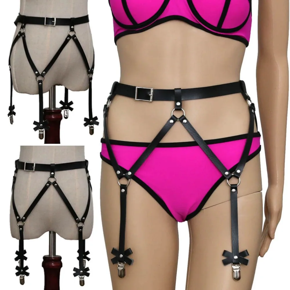 

Harajuku Lingerie Sexy Hot Erotic Harness Belts Bondage Lingerie Suspender Belt Gothic Punk Style Pu Leather Harness Leg Garters