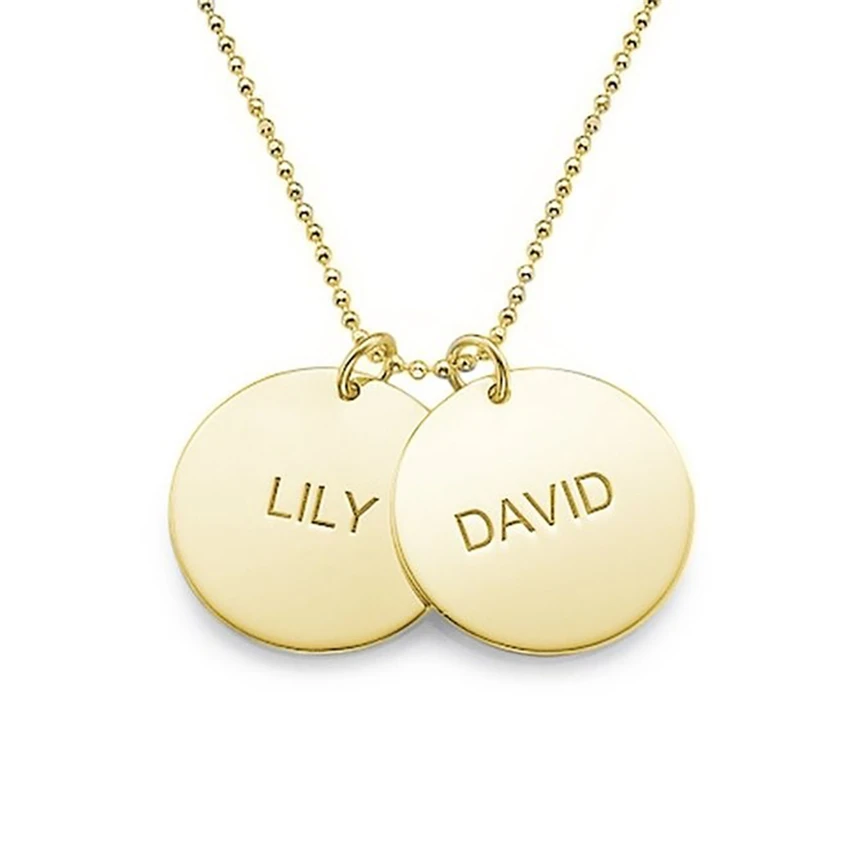 

Unique Round Choker Jewelry Gold Plated Two Name Pendant Necklace Custom Bithstone Necklace Personalize Double Collares 2016 New