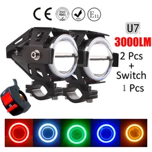 2 STÜCKE U7 Cree LED chip Motorrad-scheinwerfer led DRL licht Spot Lampe Winkel Mustert + Devil Eyes 12-80 V Wasserdichte 125 Watt 2016
