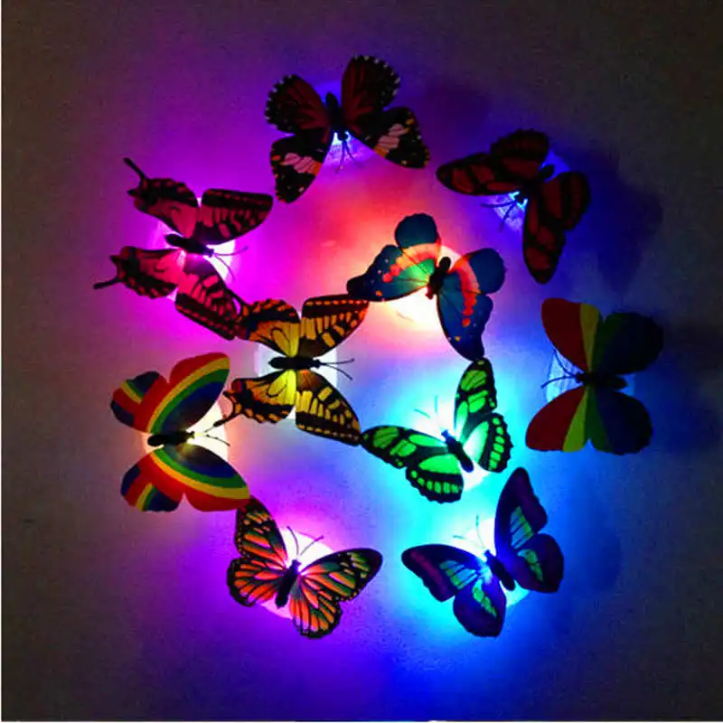 7 Colorful 5 Pcslot Beautiful Butterfly LED Night Light Lamp With Sticker for Christmas Wedding Decoration Night Lamp #2o16 (1)