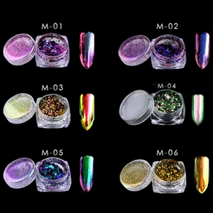 Mix 6 color 12 коробок магический эффект хлопья Хамелеон мульти хром ногтей порошок пыль Блестки для ногтей художественный Гель-лак для ногтей маникюр 0,2 г/кор - Цвет: Mix 6 color