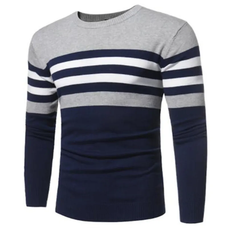 Sweater Men 2018 Brand Pullovers Casual Sweater Male O Collar Stripe Simple Slim Fit Knitting Mens Sweaters Man Pullover Men S