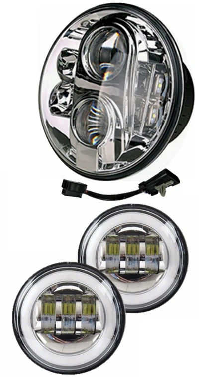 7 дюймов круглый светодиодный фонарь+ монтажный кронштейн кольцо+ 2 шт 4," Противотуманные фары Набор для мотоцикла - Цвет: Only Chrome Light