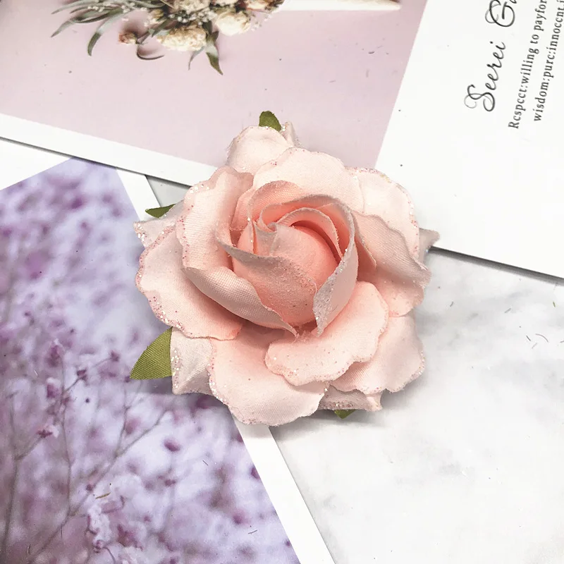 HINDJEF 5 шт./(7 см) искусственные шелковые золотые розы для украшения дома/DIY свадебная гирлянда Декоративные искусственные цветы - Цвет: Pale pink