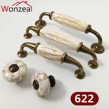 Antique Furniture Ceramic Knobs and Handles Marble Cabinet PUlls for Kitchen Cupboards Cabinet Door knobs Drawer Pulls