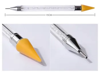 

100pcs Dual-ended Nail Dotting Pen Crystal Beads Handle Rhinestone Studs Picker Wax Pencil Nail Art Tool new