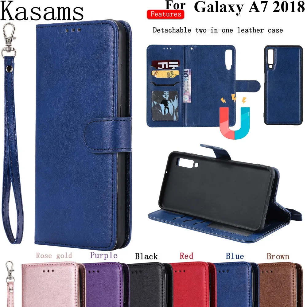 

Detachable For Samsung Galaxy A7 2018 6.0" SM-A750F A750 Luxury Flip Leather Magnetic Phone Case Cover Funda For Galaxy A7 2018
